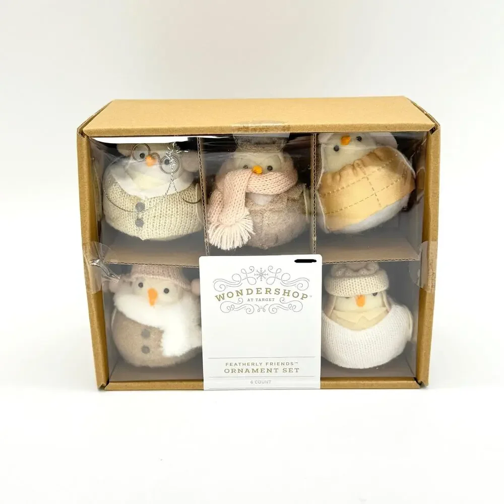 Set of 6 Wondershop Featherly Friends Christmas 2024 Neutral Bird Ornaments NEW
